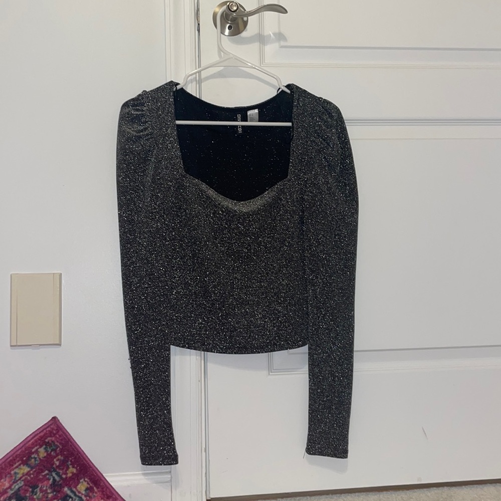 DIVIDED H&M sparkle square neck top